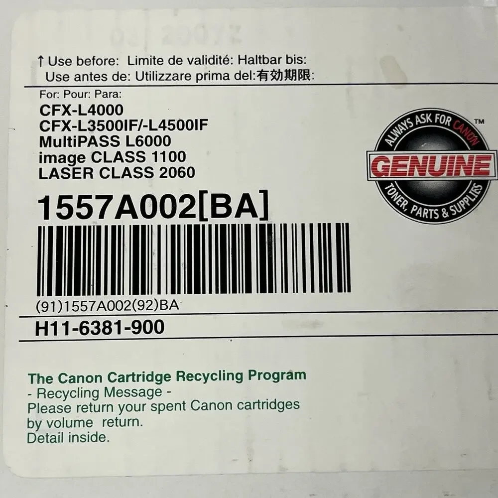 Genuine Canon FX3 Black Toner Cartridge 1557A002 BA New Faxphone L75 L80 CFX-L40